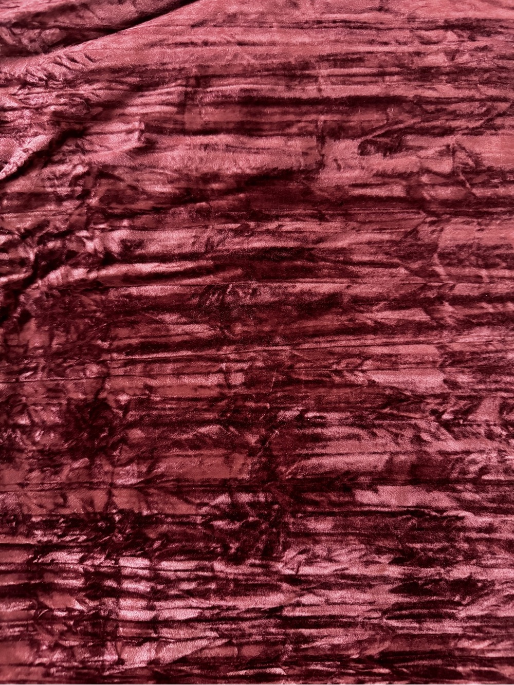 Crushed Velvet Panne Fabric Burgundy Wine 1 Yd + 28” X 58 Upholstery Remnant